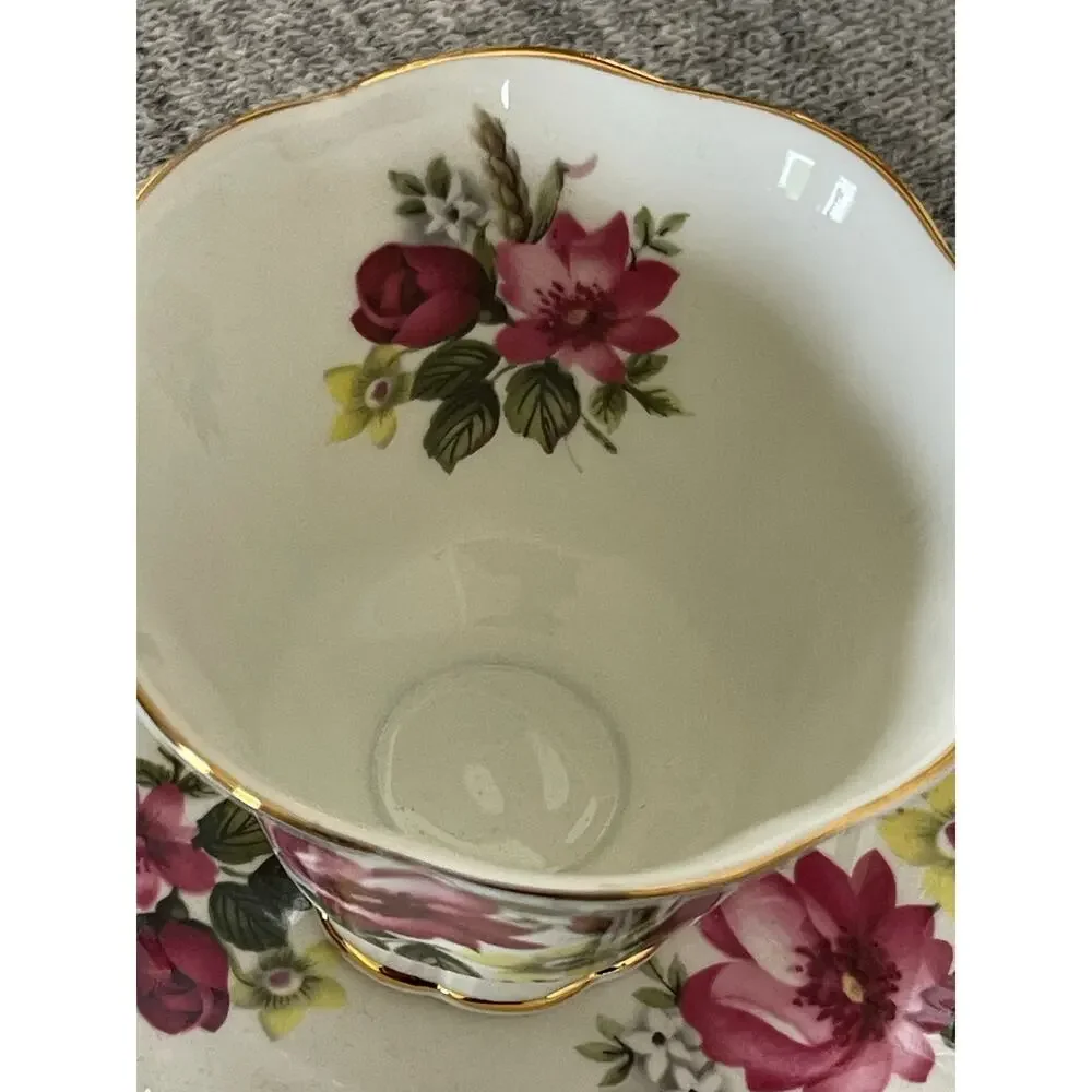 Royal Albert Bone China Teacup & Saucer Flowers Golden Trim